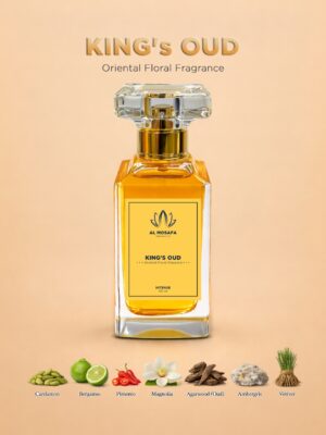King’s Oud 50ml unisex oriental floral fragrance bottle with oud, amber, and rose notes