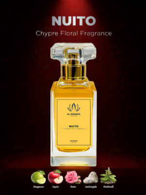 Nuito 50ml chypre floral perfume bottle for women with rose, patchouli, oud, and vanilla notes