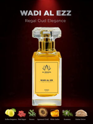 WADI AL IZE 50ml regal oud perfume bottle with bergamot, oud, leather and vetiver notes