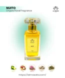 Nuito Genesis Series luxury chypre floral perfume bottle with rose, saffron, oud, vanilla, and amber notes crafted in Qatar for elegant feminine wear